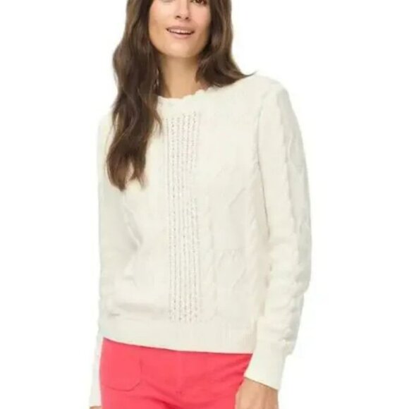 J. Crew Cable-knit Hearts Crewneck Sweater - Picture 2 of 10